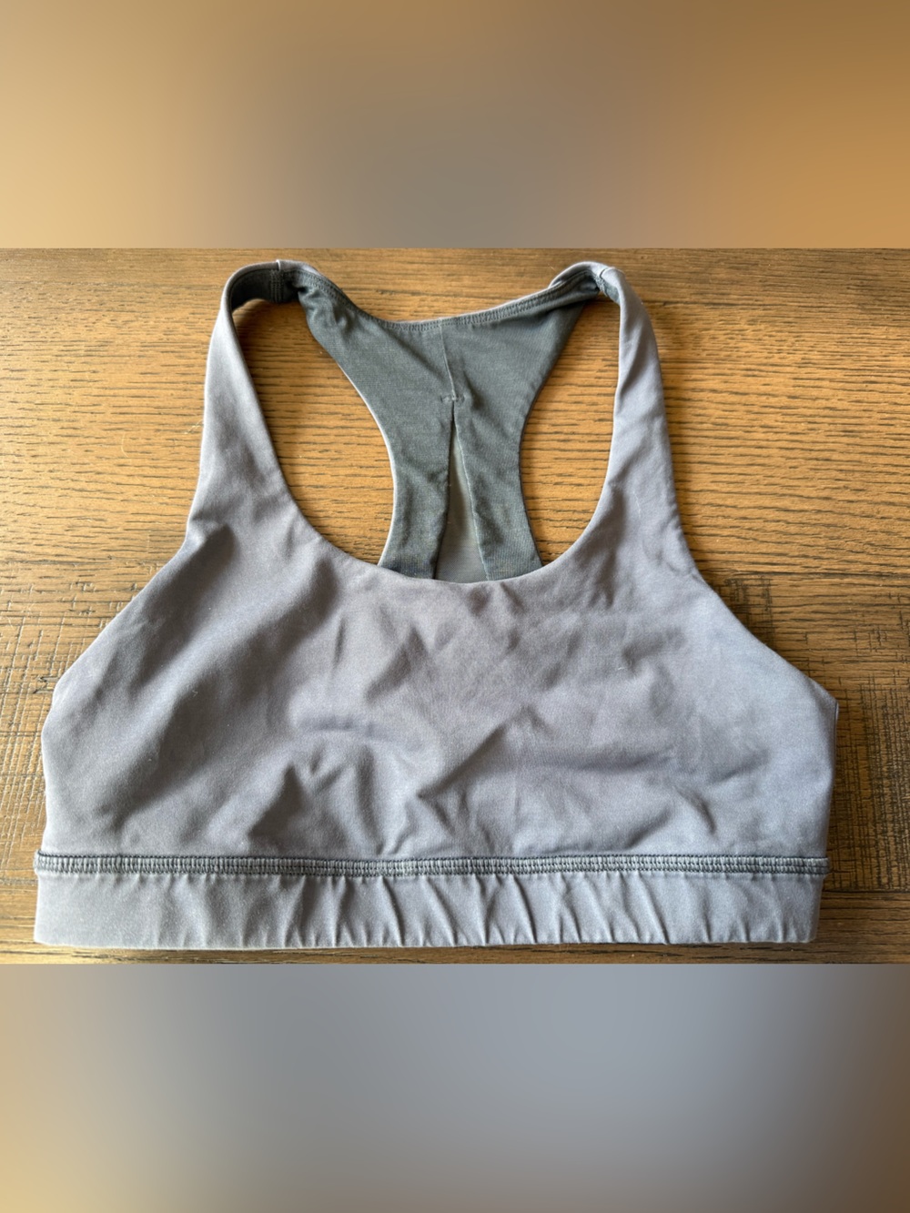 lululemon athletica Light Gray Racerback Sports Bra with Black Lining size 4